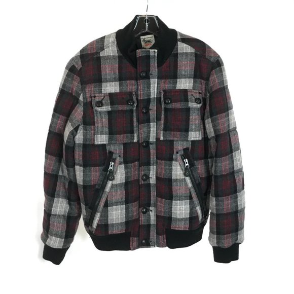 Mens Size Large Triple Five Soul Vintage Wool Blend Heavy Plaid Shacket Jacket